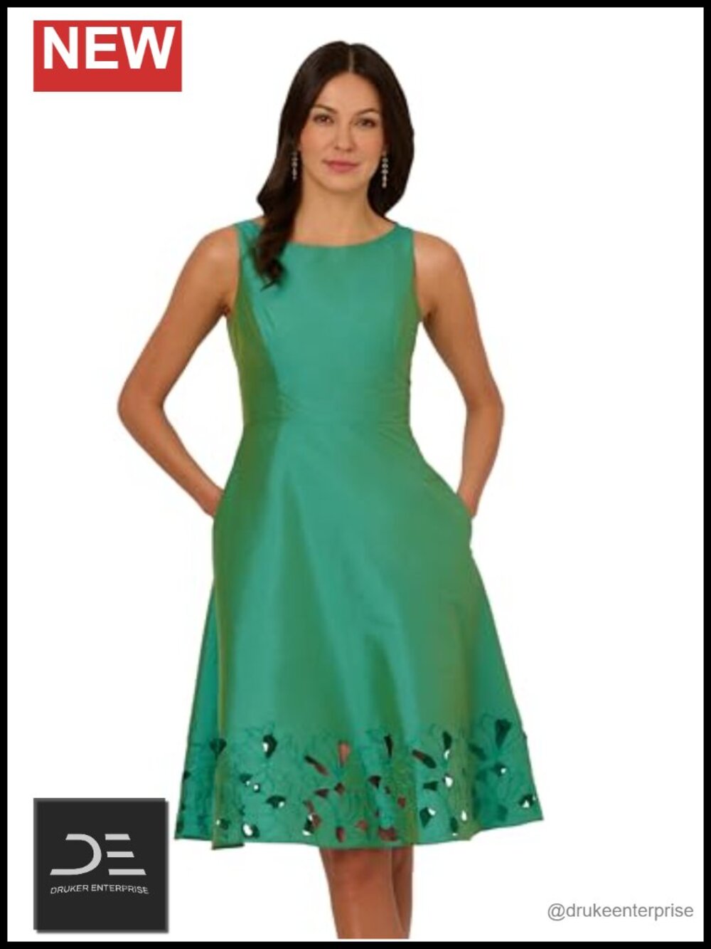 Taffeta Cutwork Dress Fit and Flare Formal Midi